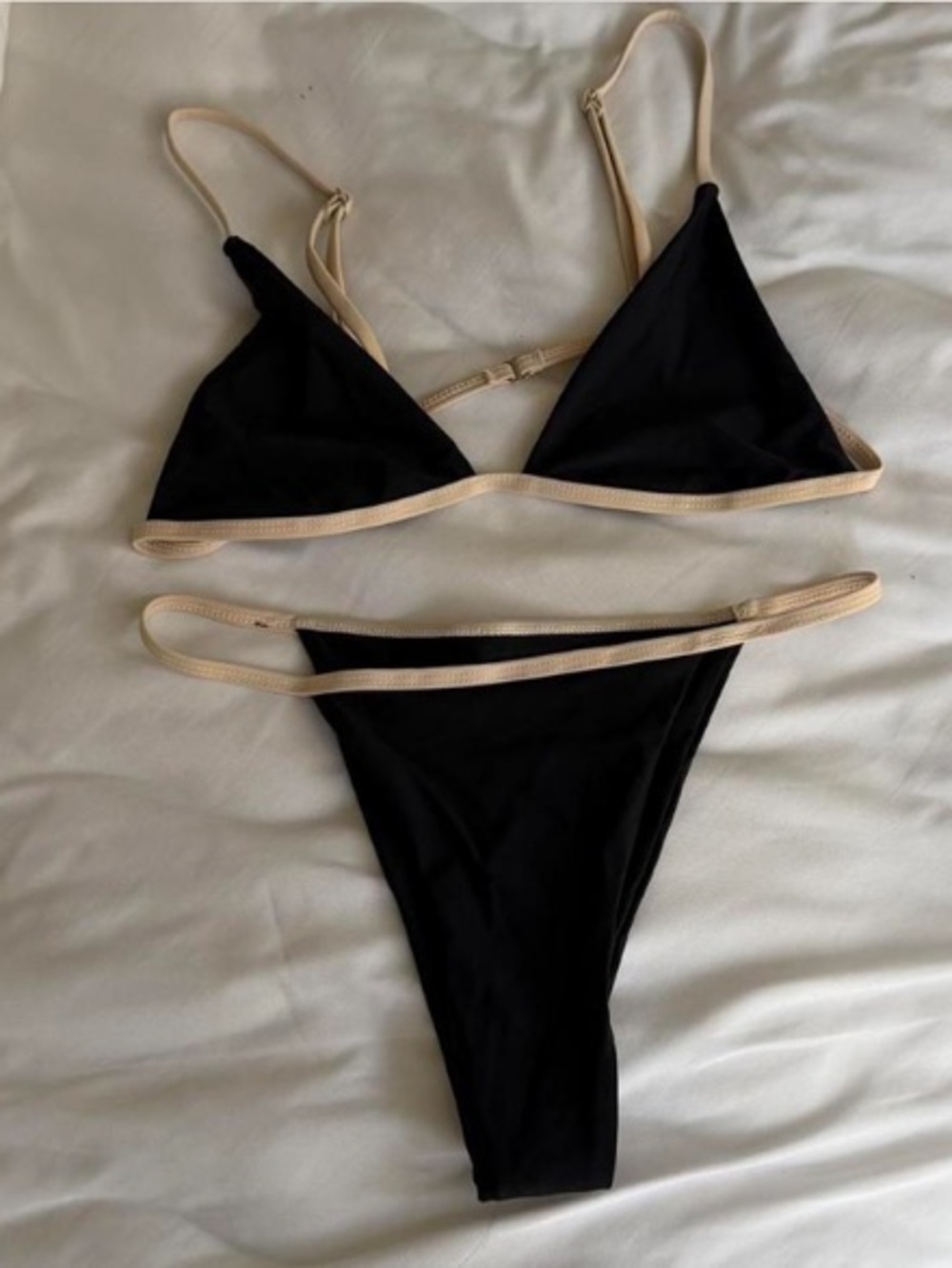 Black Bikini with Cream Trim Two-Piece Swim Set
